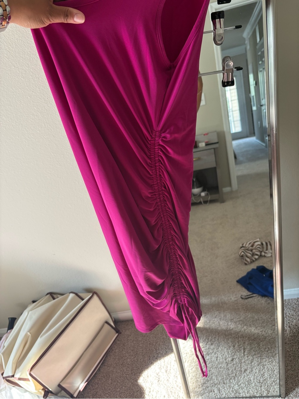 Express Fuchsia Ruched Tank Dress - Picture 3 of 4